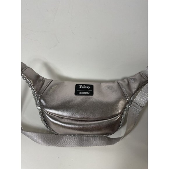 Minnie Mouse Disney Loungefly Hip Bag Fanny Pack Silver Sequin Bow HTF Rare READ - Picture 4 of 13